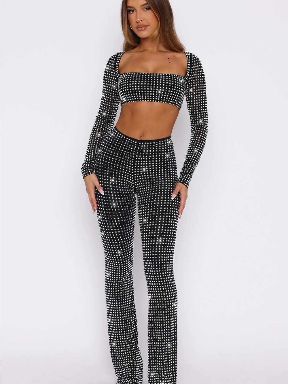 BNWT White Fox Boutique Black Embellished Two-Piece Set